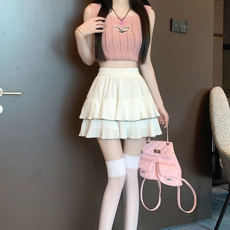 Falda Mini Volantes Mujer Kawaii Chifón