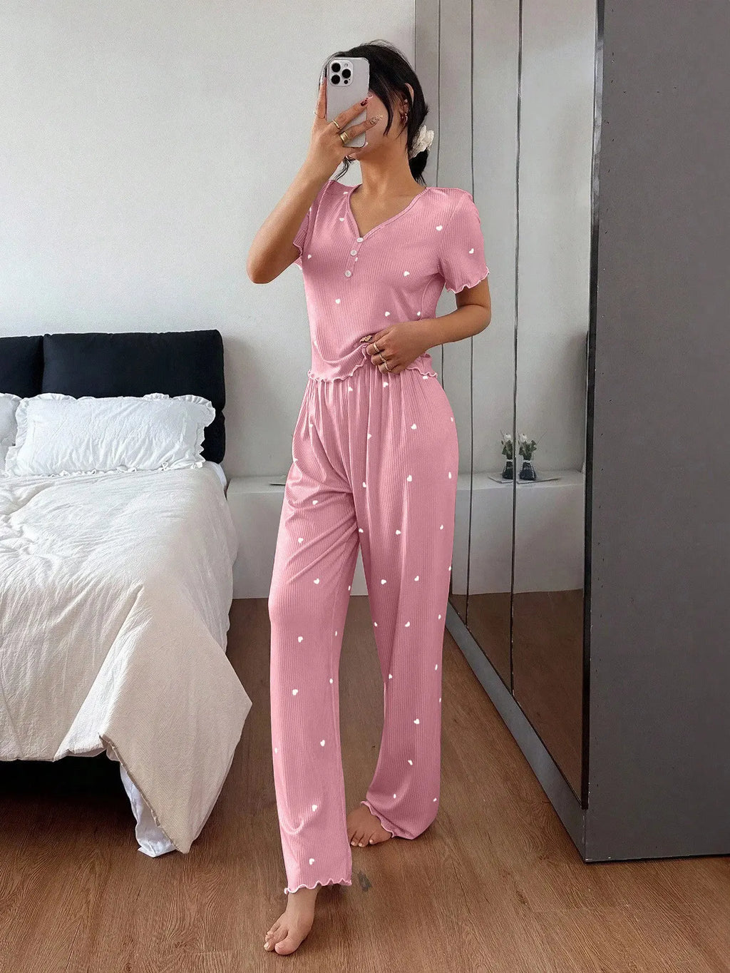 Pijama Mujer Elegante Dos Piezas Estampado Floral