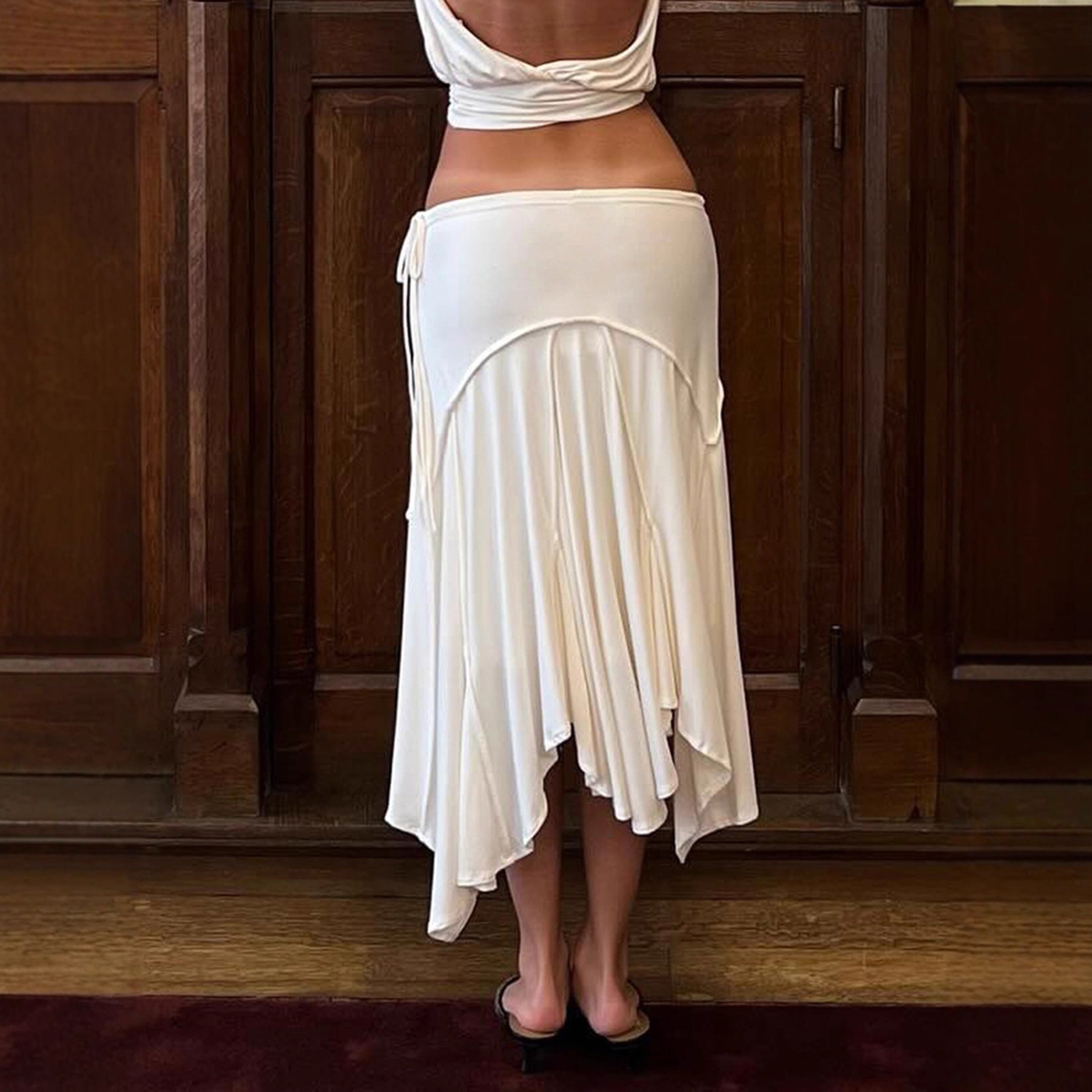 Falda Midi Blanca Mujer Ligera y Delicada
