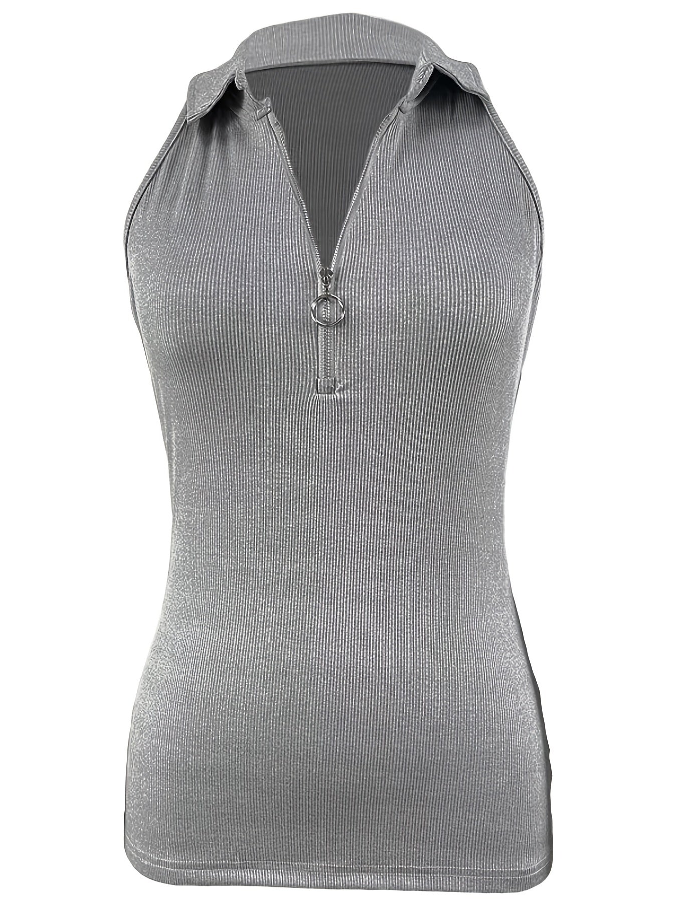 Polera Sin Mangas Ribbed con Cierre - Verano Casual