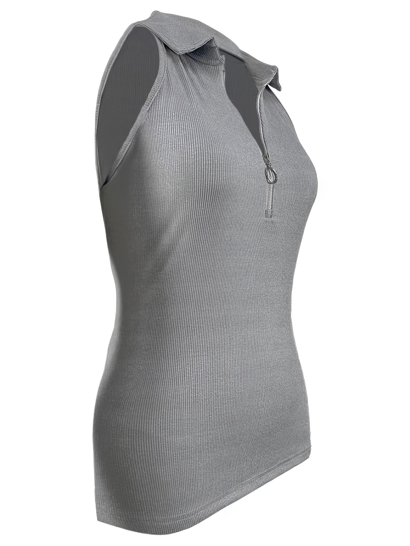 Polera Sin Mangas Ribbed con Cierre - Verano Casual