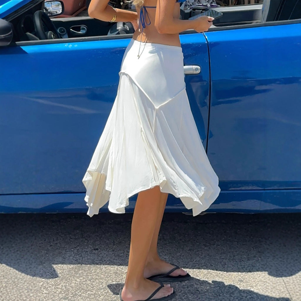 Falda Midi Blanca Mujer Ligera y Delicada