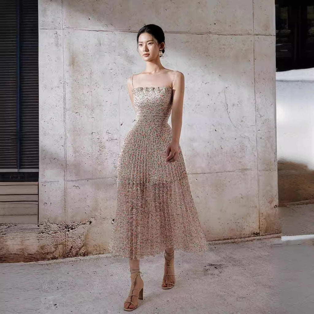 Vestido Plisada Tirantes Mujer Fresca y Elegante