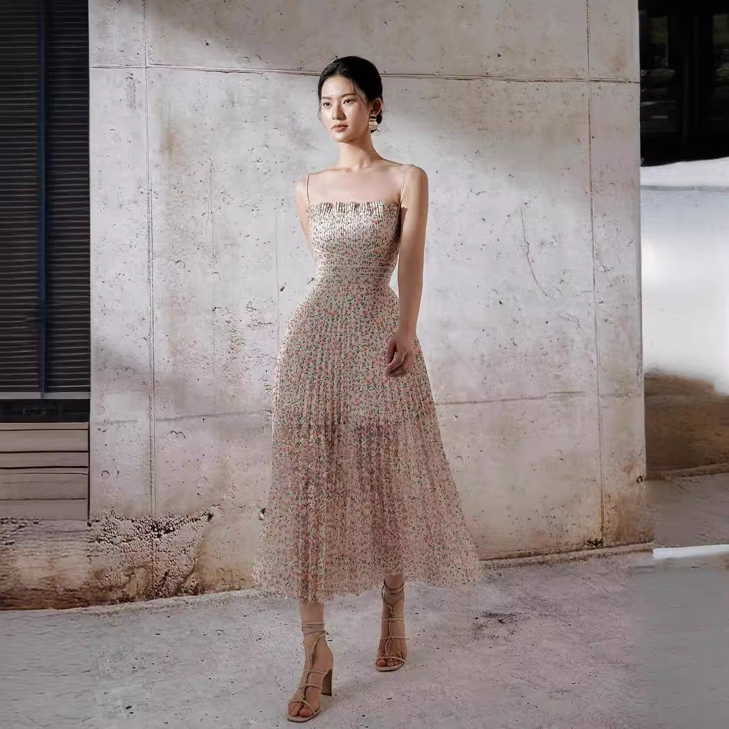 Vestido Plisada Tirantes Mujer Fresca y Elegante
