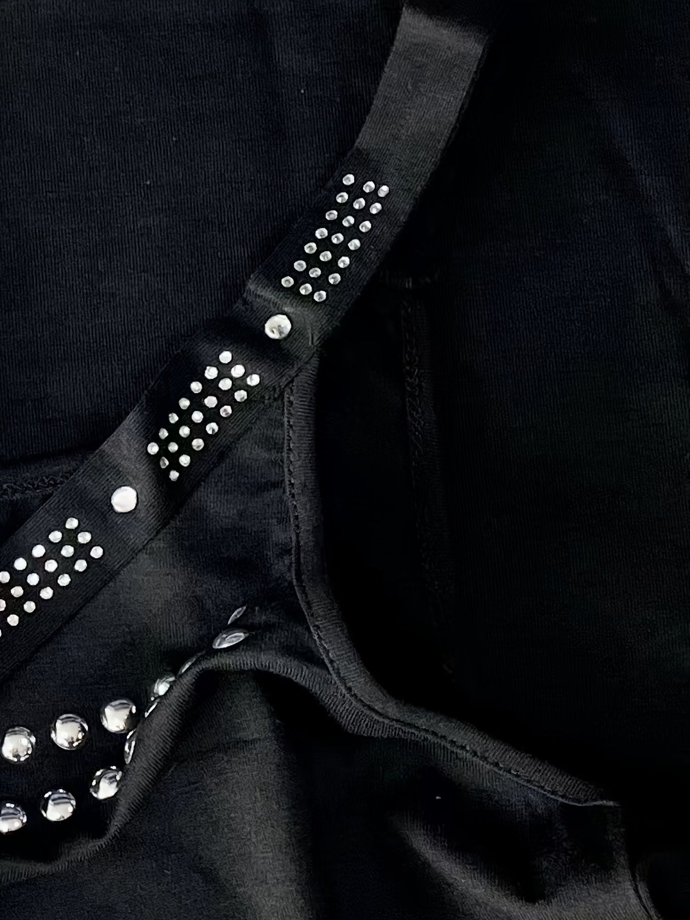 Top Escote V Pedrería Brillante - Sin Mangas Fiesta