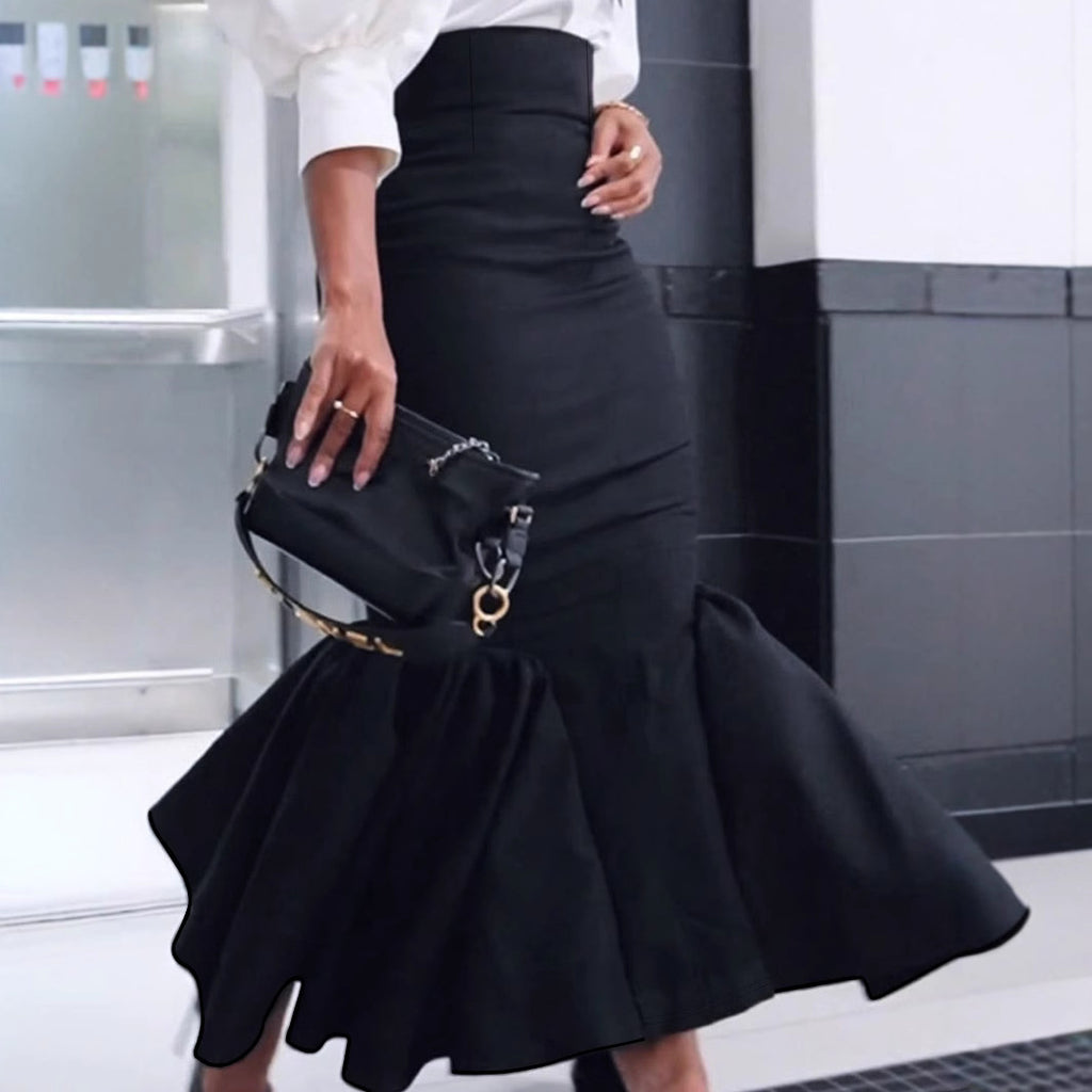 Falda Larga Sirena Negra Elegante Mujer