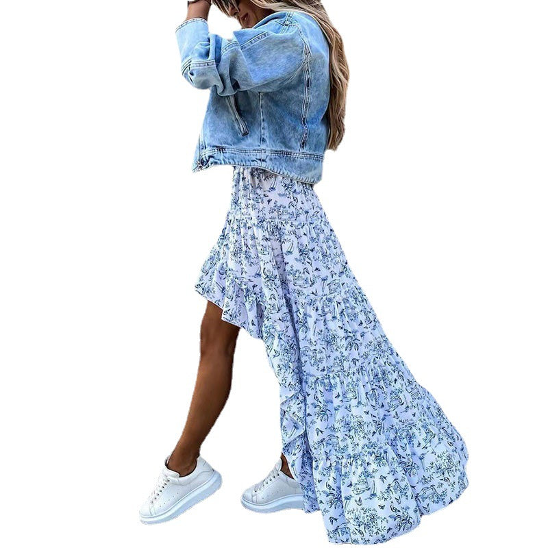 Falda Midi Mujer Estampado Floral Chifón Casual