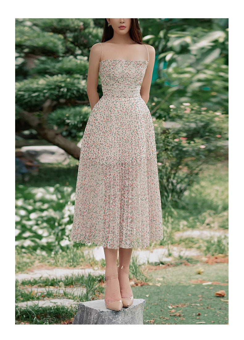 Vestido Plisada Tirantes Mujer Fresca y Elegante