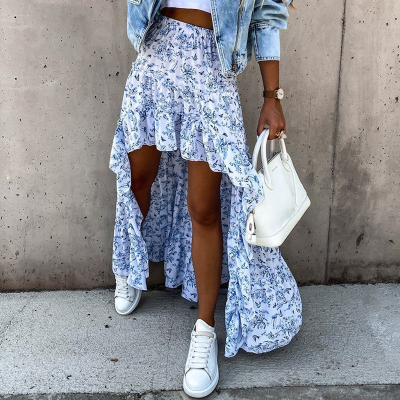 Falda Midi Mujer Estampado Floral Chifón Casual
