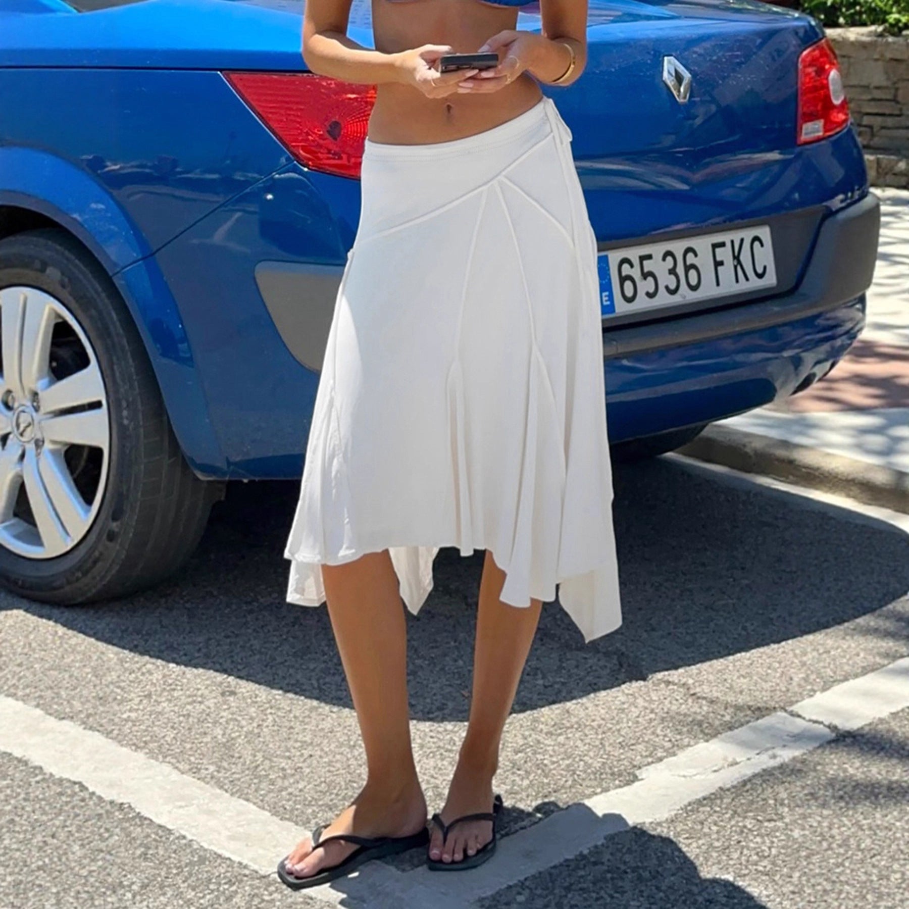 Falda Midi Blanca Mujer Ligera y Delicada