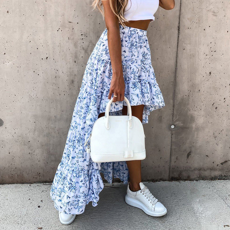 Falda Midi Mujer Estampado Floral Chifón Casual