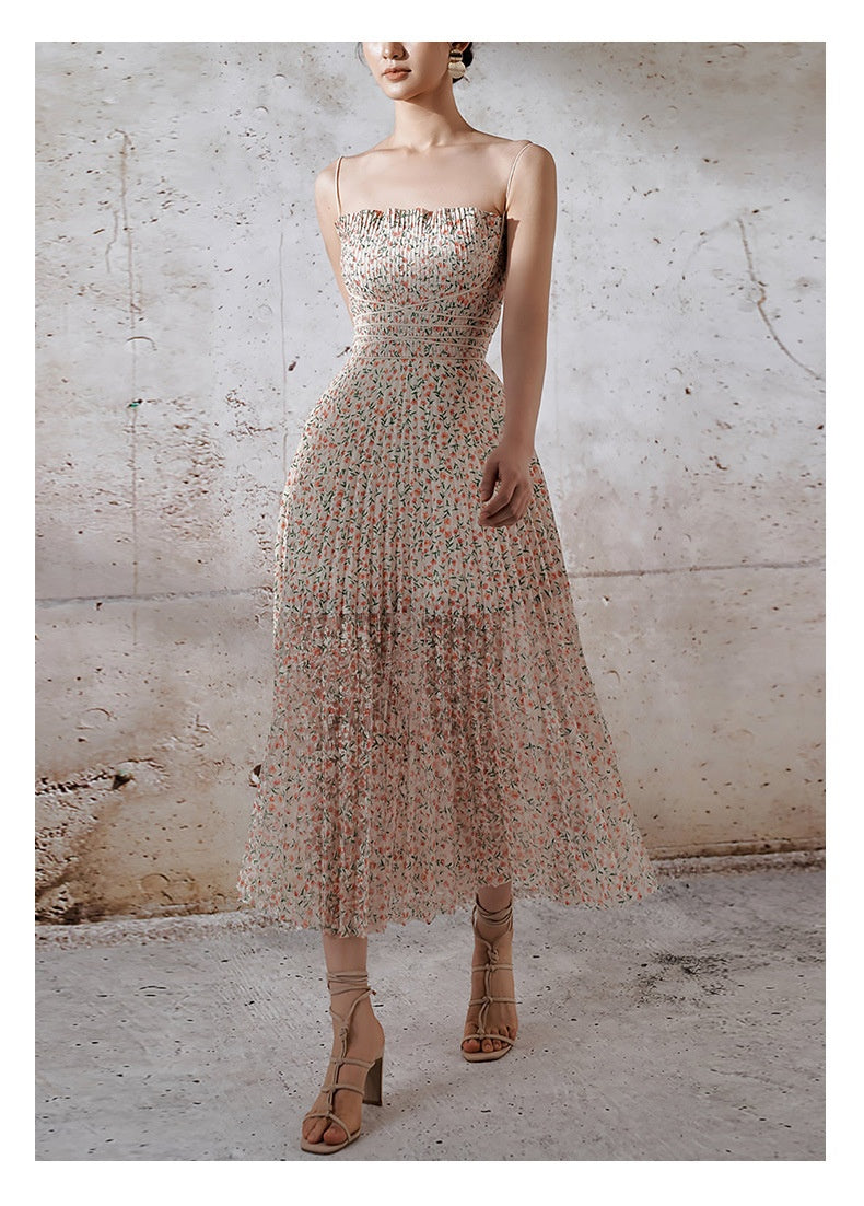 Vestido Plisada Tirantes Mujer Fresca y Elegante