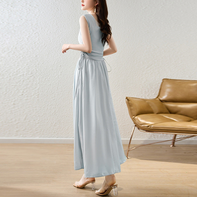 Vestido Cuello Cuadrado - Estilo Francés Morí Cordón Ajustable